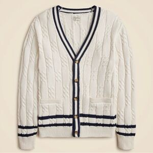 J. Crew Men’s Cotton Cable-knit Varsity Cardigan - Size Large